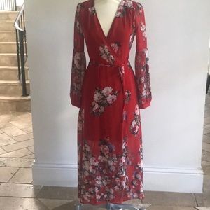 Midi flower wrap around dress